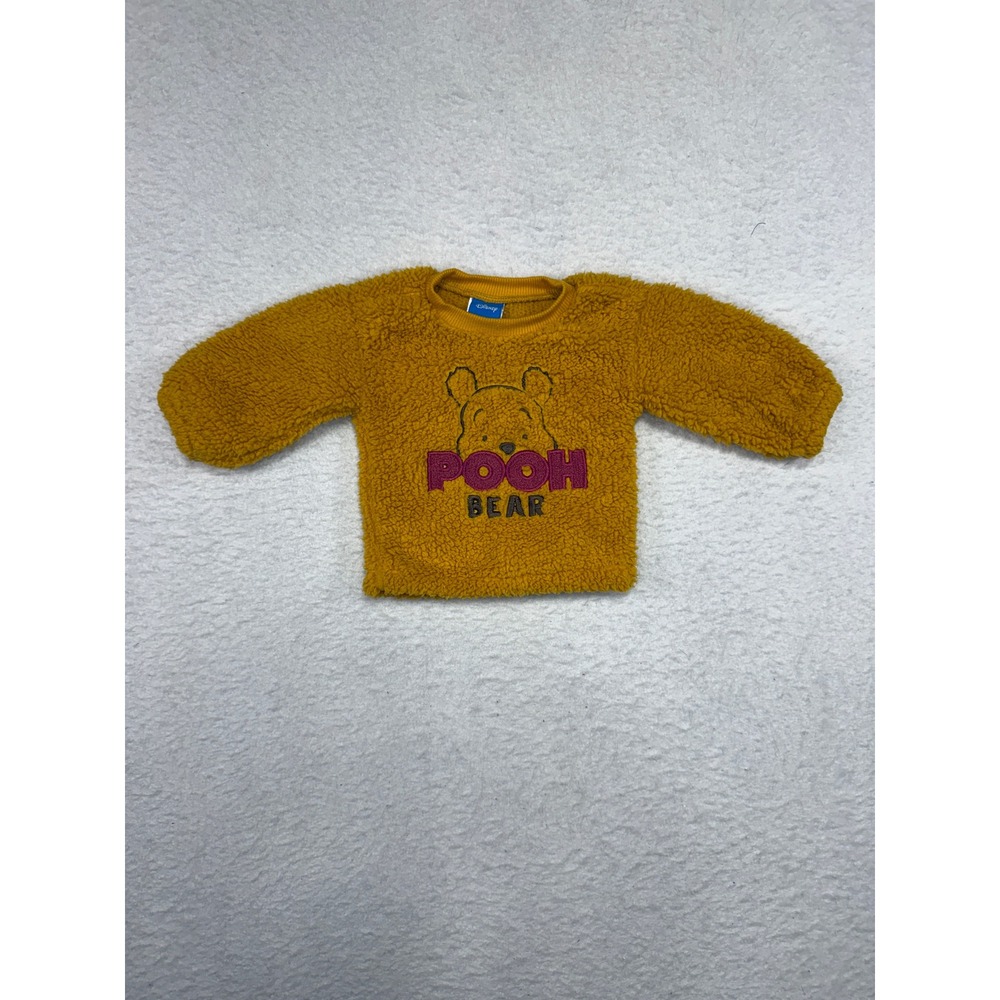 Disney Winnie the Pooh Baby Faux Fur Fleece Sweater Mustard Yellow 3-6M